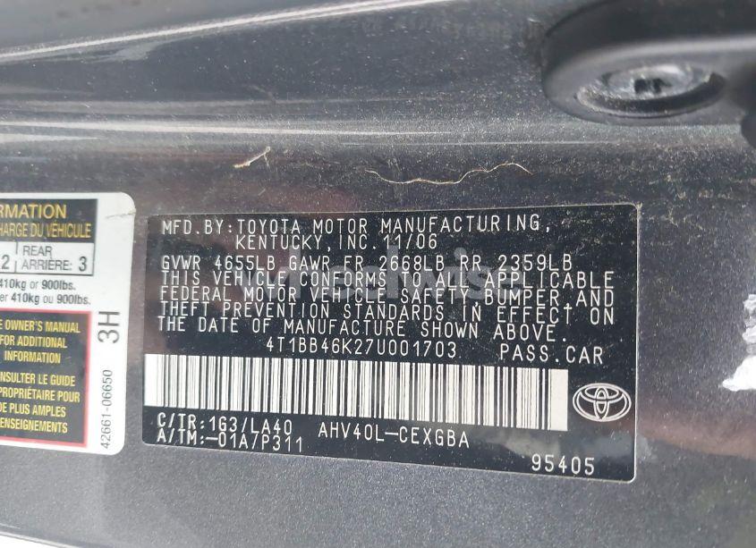 Photo 9 of 2007 Toyota Camry HYBRID (VIN 4T1BB46K27U001703)