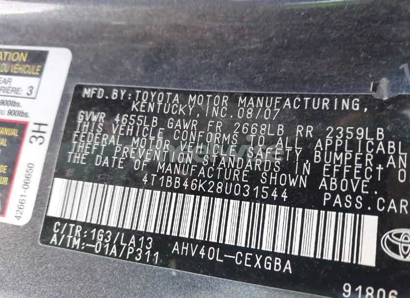 Photo 9 of 2008 Toyota Camry HYBRID (VIN 4T1BB46K28U031544)