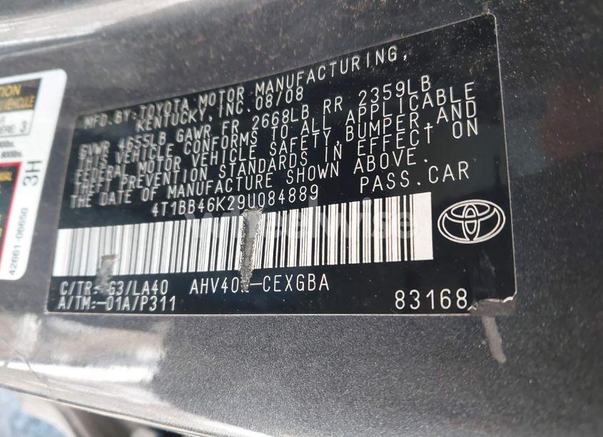 Photo 9 of 2009 Toyota Camry HYBRID (VIN 4T1BB46K29U084889)
