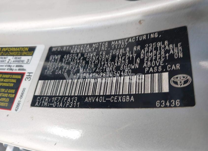 Photo 9 of 2008 Toyota Camry HYBRID (VIN 4T1BB46K38U050460)