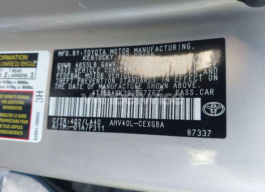 Photo 9 of 2009 Toyota Camry HYBRID (VIN 4T1BB46K39U067762)