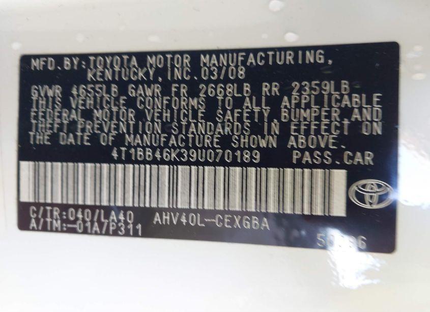 Photo 9 of 2009 Toyota Camry HYBRID (VIN 4T1BB46K39U070189)