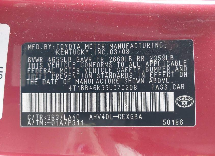 Photo 9 of 2009 Toyota Camry HYBRID (VIN 4T1BB46K39U070208)