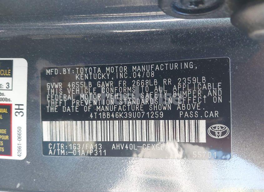 Photo 9 of 2009 Toyota Camry HYBRID (VIN 4T1BB46K39U071259)
