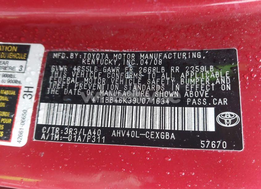 Photo 9 of 2009 Toyota Camry HYBRID (VIN 4T1BB46K39U071634)