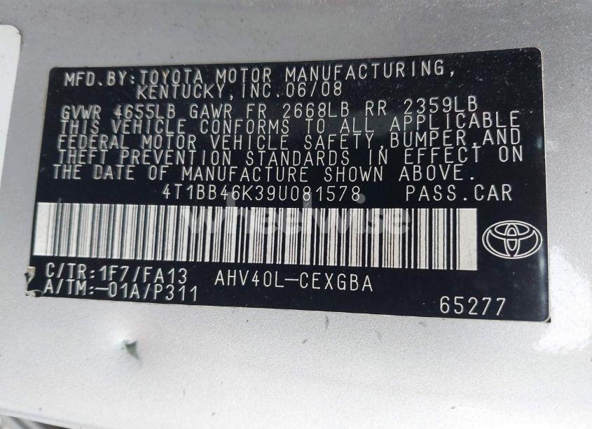 Photo 9 of 2009 Toyota Camry HYBRID (VIN 4T1BB46K39U081578)