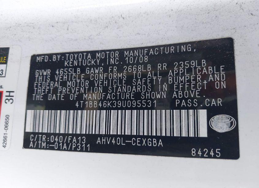 Photo 9 of 2009 Toyota Camry HYBRID (VIN 4T1BB46K39U095531)