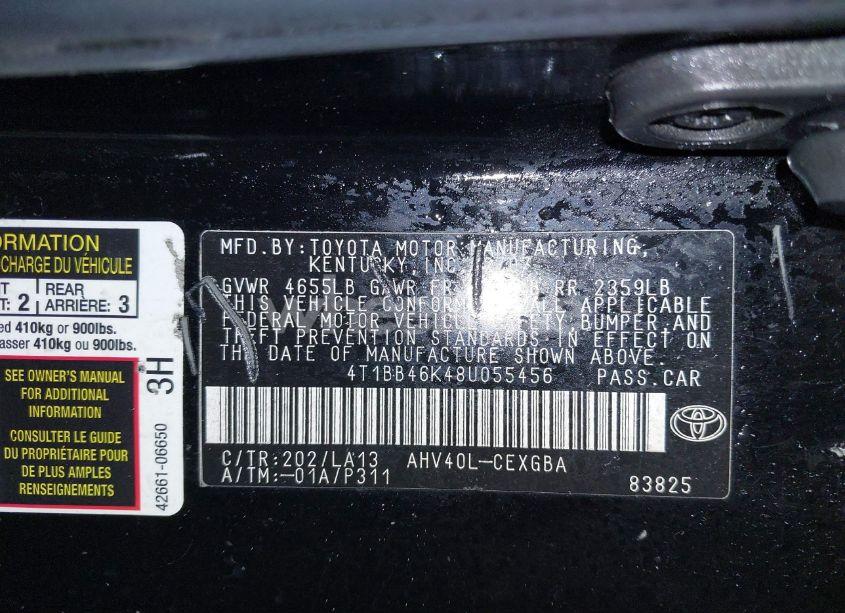 Photo 9 of 2008 Toyota Camry HYBRID (VIN 4T1BB46K48U055456)