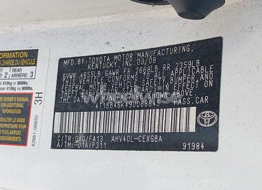 Photo 9 of 2009 Toyota Camry HYBRID (VIN 4T1BB46K49U068645)