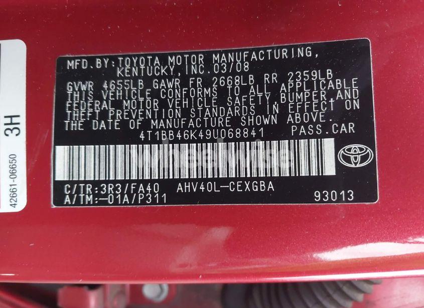 Photo 9 of 2009 Toyota Camry HYBRID (VIN 4T1BB46K49U068841)