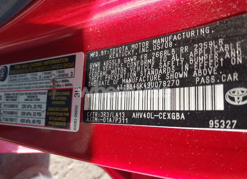 Photo 9 of 2009 Toyota Camry HYBRID (VIN 4T1BB46K49U078270)