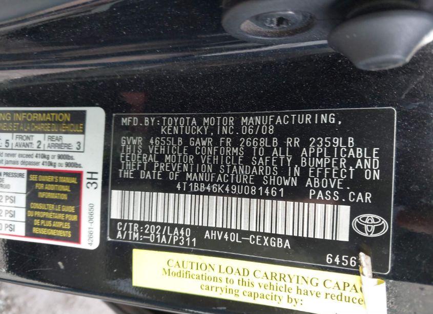 Photo 9 of 2009 Toyota Camry HYBRID (VIN 4T1BB46K49U081461)