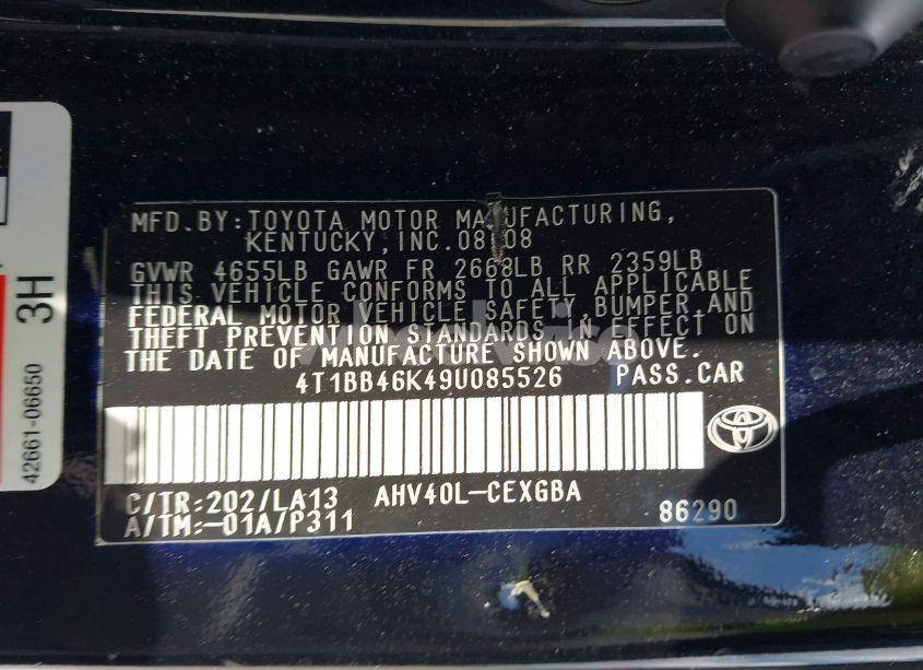Photo 9 of 2009 Toyota Camry HYBRID (VIN 4T1BB46K49U085526)