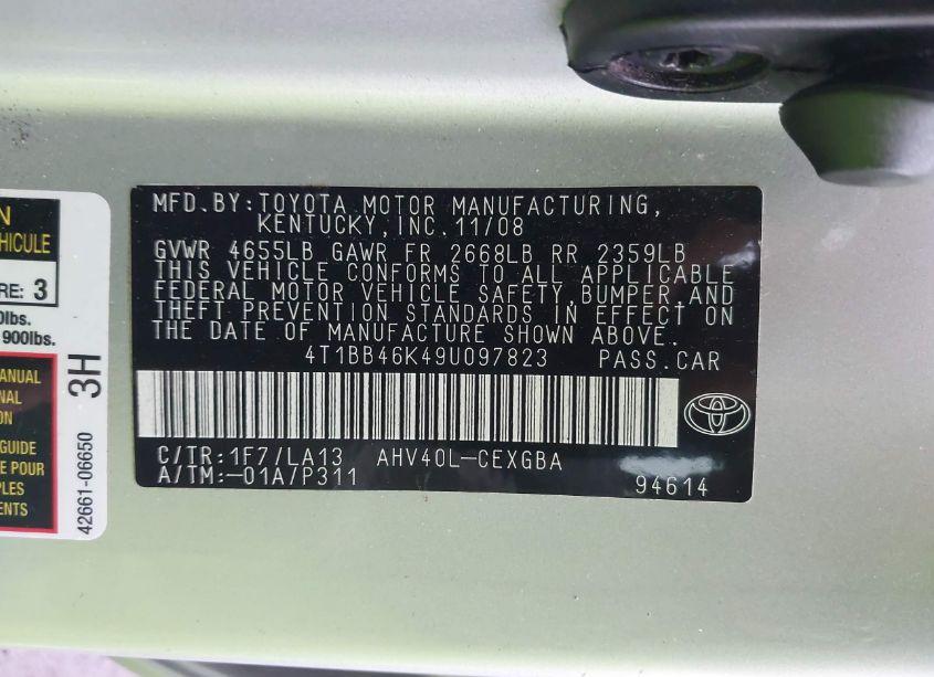 Photo 9 of 2009 Toyota Camry HYBRID (VIN 4T1BB46K49U097823)