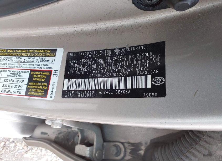 Photo 9 of 2007 Toyota Camry HYBRID (VIN 4T1BB46K57U013053)
