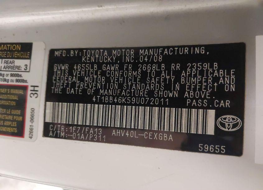 Photo 9 of 2009 Toyota Camry HYBRID (VIN 4T1BB46K59U072011)