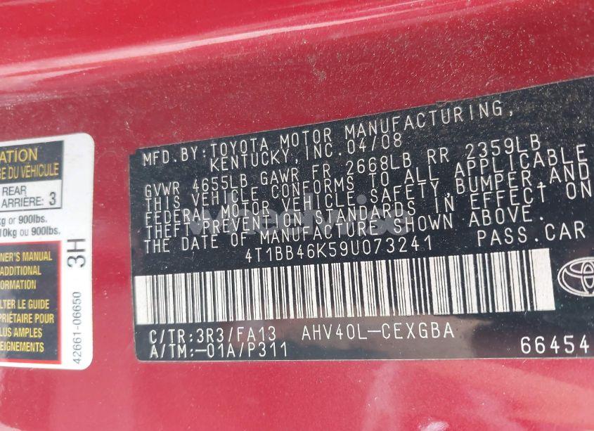 Photo 9 of 2009 Toyota Camry HYBRID (VIN 4T1BB46K59U073241)