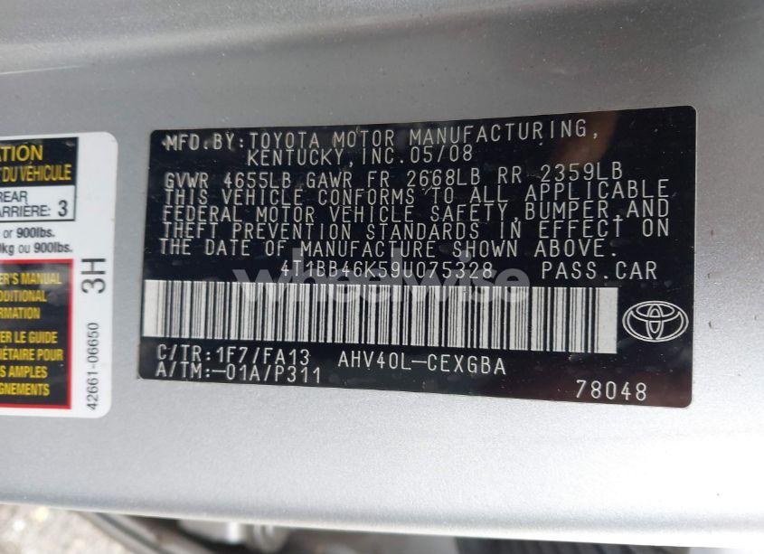 Photo 9 of 2009 Toyota Camry HYBRID (VIN 4T1BB46K59U075328)
