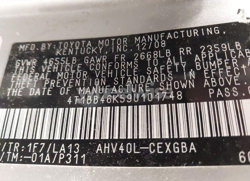 Photo 9 of 2009 Toyota Camry HYBRID (VIN 4T1BB46K59U101748)