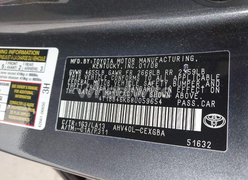 Photo 9 of 2008 Toyota Camry HYBRID (VIN 4T1BB46K68U059654)