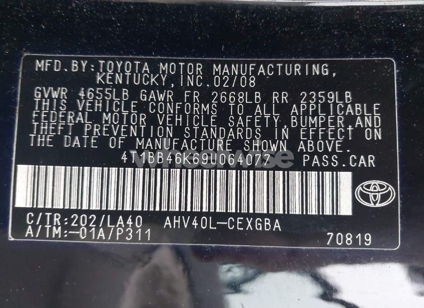 Photo 9 of 2009 Toyota Camry HYBRID (VIN 4T1BB46K69U064077)