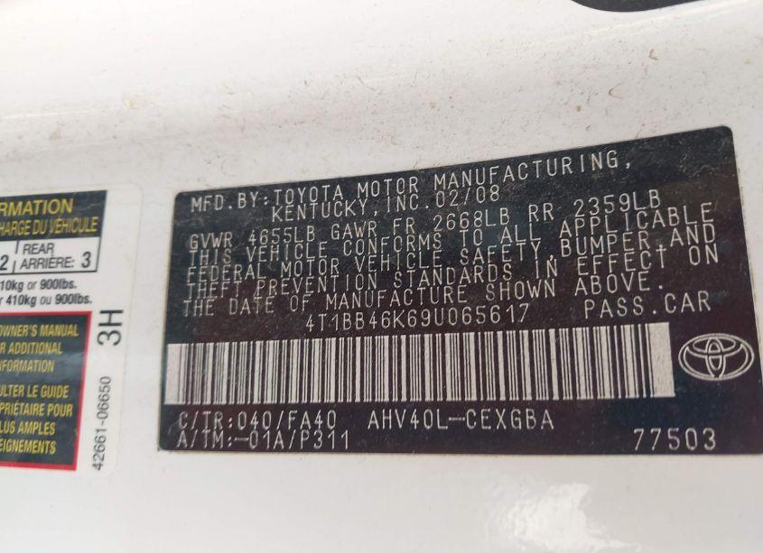 Photo 9 of 2009 Toyota Camry HYBRID (VIN 4T1BB46K69U065617)