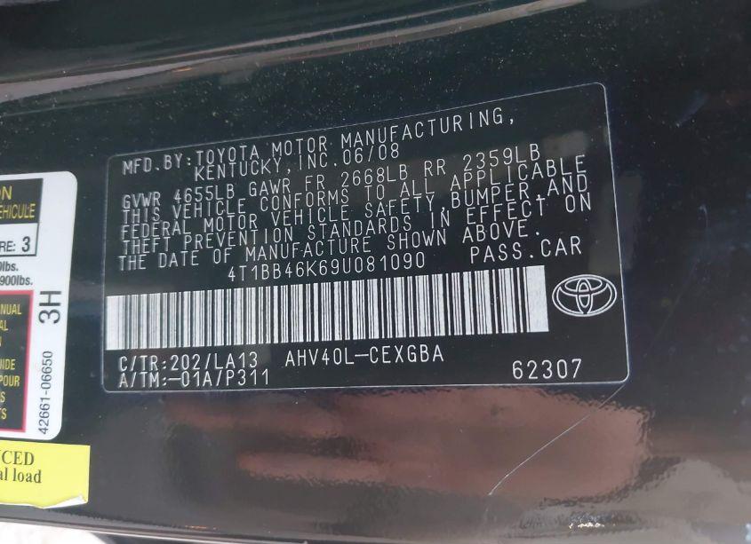 Photo 9 of 2009 Toyota Camry HYBRID (VIN 4T1BB46K69U081090)