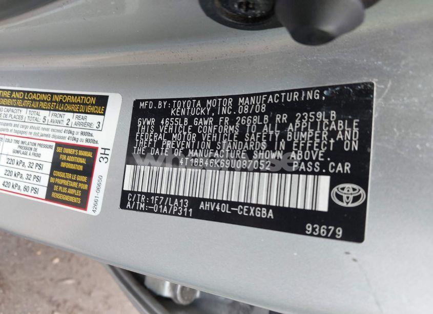Photo 9 of 2009 Toyota Camry HYBRID (VIN 4T1BB46K69U087052)