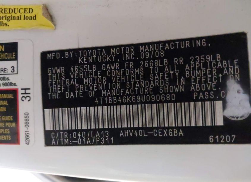 Photo 9 of 2009 Toyota Camry HYBRID (VIN 4T1BB46K69U090680)