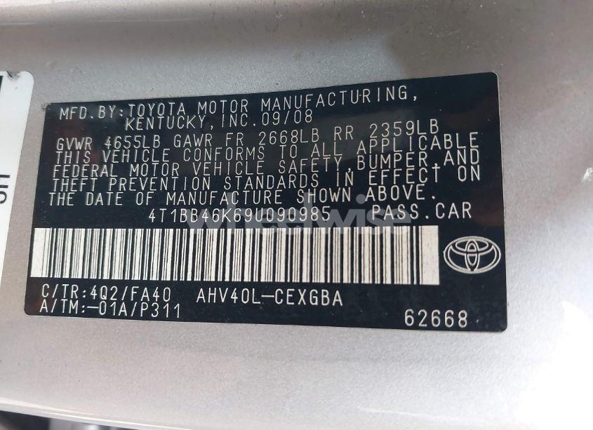 Photo 9 of 2009 Toyota Camry HYBRID (VIN 4T1BB46K69U090985)