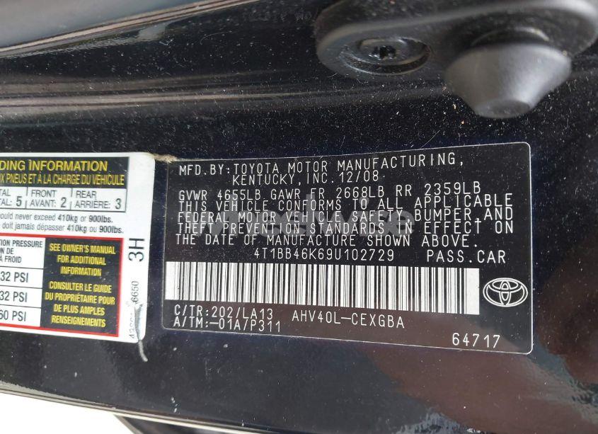 Photo 9 of 2009 Toyota Camry HYBRID (VIN 4T1BB46K69U102729)