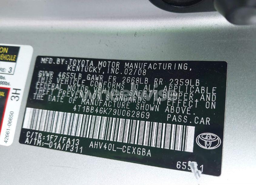 Photo 9 of 2009 Toyota Camry HYBRID (VIN 4T1BB46K79U062869)