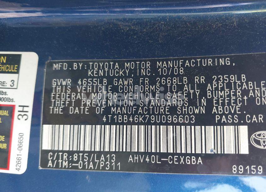 Photo 9 of 2009 Toyota Camry HYBRID (VIN 4T1BB46K79U096603)