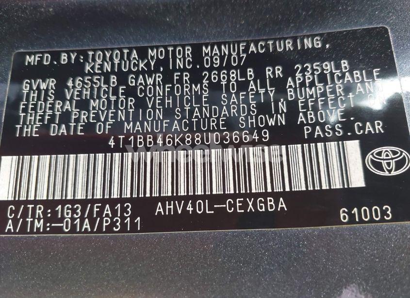 Photo 9 of 2008 Toyota Camry HYBRID (VIN 4T1BB46K88U036649)
