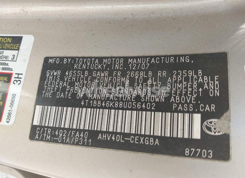 Photo 9 of 2008 Toyota Camry HYBRID (VIN 4T1BB46K88U056402)