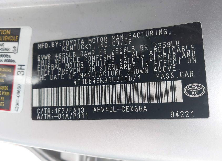 Photo 9 of 2009 Toyota Camry HYBRID (VIN 4T1BB46K89U069071)