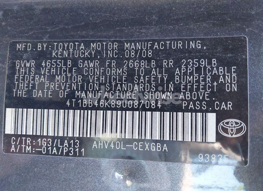 Photo 9 of 2009 Toyota Camry HYBRID (VIN 4T1BB46K89U087084)