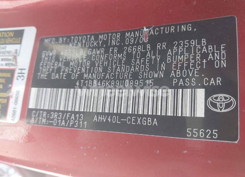 Photo 9 of 2009 Toyota Camry HYBRID (VIN 4T1BB46K89U089515)