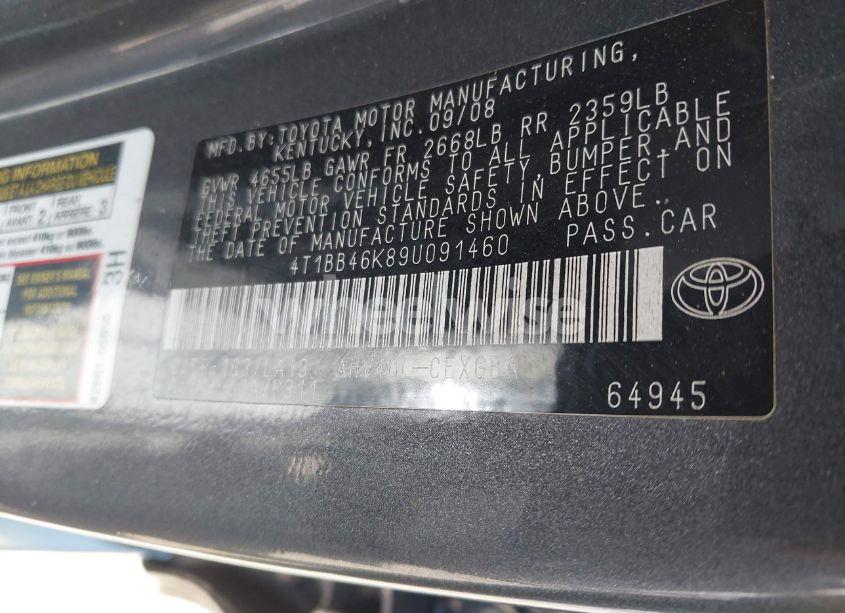 Photo 9 of 2009 Toyota Camry HYBRID (VIN 4T1BB46K89U091460)