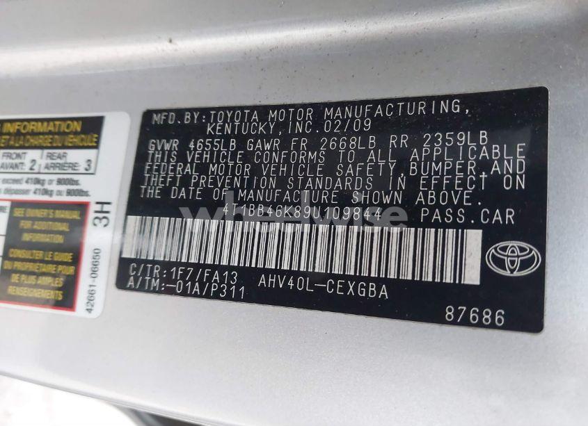 Photo 9 of 2009 Toyota Camry HYBRID (VIN 4T1BB46K89U109844)