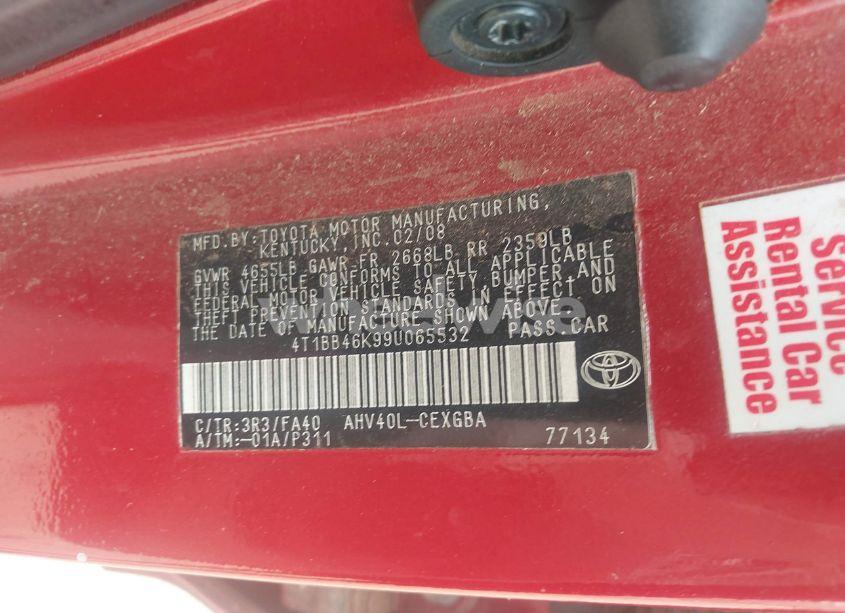 Photo 9 of 2009 Toyota Camry HYBRID (VIN 4T1BB46K99U065532)