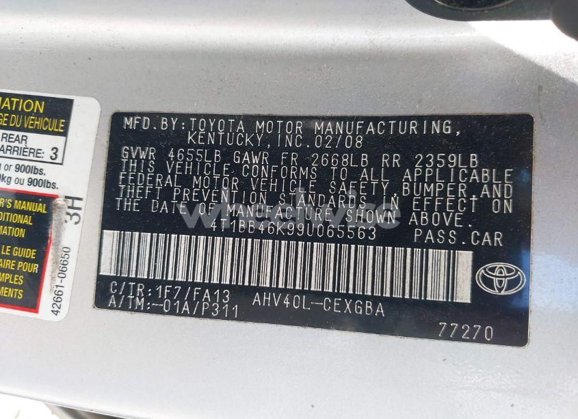 Photo 9 of 2009 Toyota Camry HYBRID (VIN 4T1BB46K99U065563)
