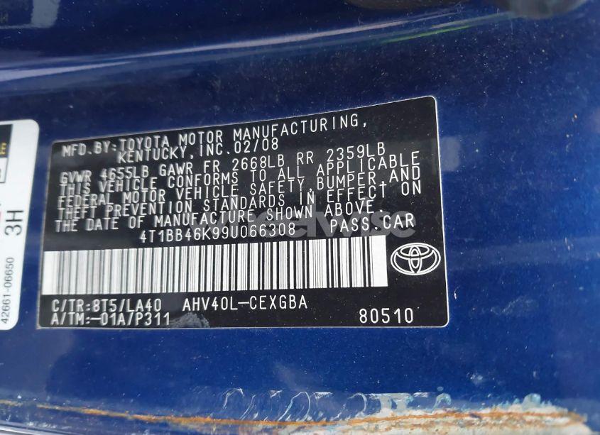Photo 9 of 2009 Toyota Camry HYBRID (VIN 4T1BB46K99U066308)
