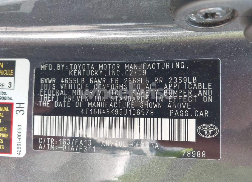Photo 9 of 2009 Toyota Camry HYBRID (VIN 4T1BB46K99U106578)