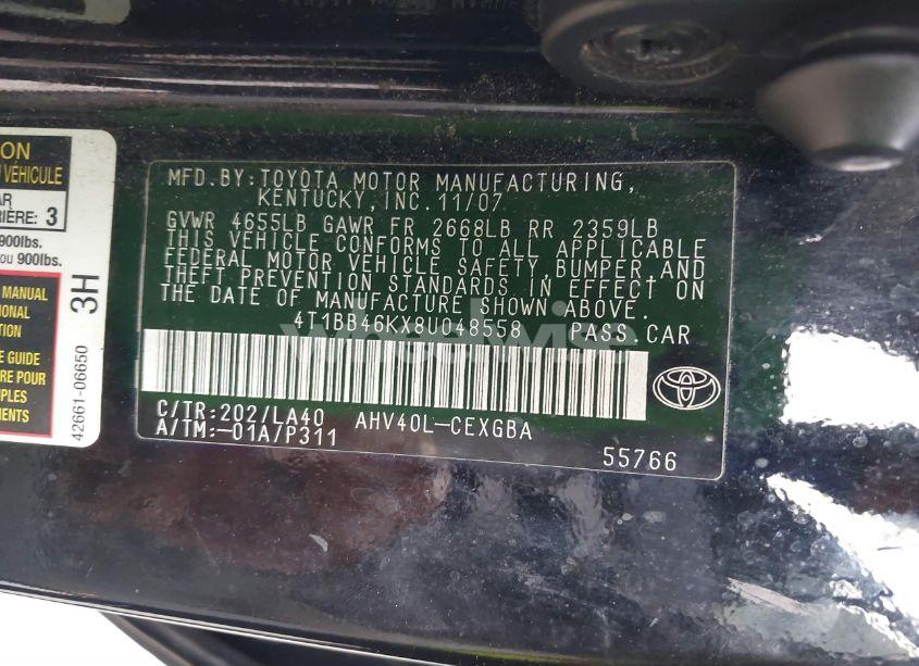 Photo 9 of 2008 Toyota Camry HYBRID (VIN 4T1BB46KX8U048558)