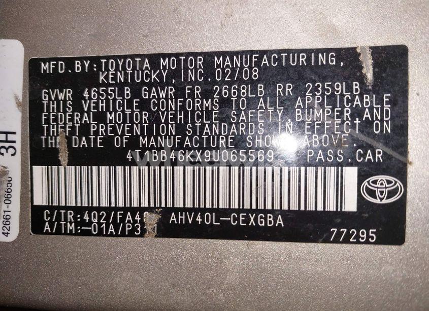 Photo 9 of 2009 Toyota Camry HYBRID (VIN 4T1BB46KX9U065569)