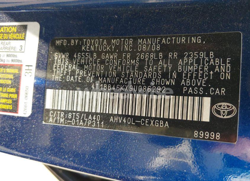 Photo 9 of 2009 Toyota Camry HYBRID (VIN 4T1BB46KX9U086292)