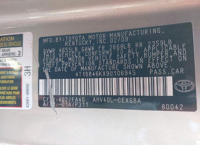 Photo 9 of 2009 Toyota Camry HYBRID (VIN 4T1BB46KX9U106945)