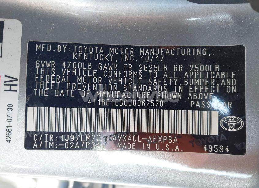 Photo 9 of 2018 Toyota Avalon HYBRID LIMITED (VIN 4T1BD1EB0JU062520)