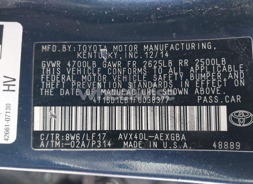 Photo 9 of 2015 Toyota Avalon HYBRID XLE PREMIUM (VIN 4T1BD1EB1FU038377)